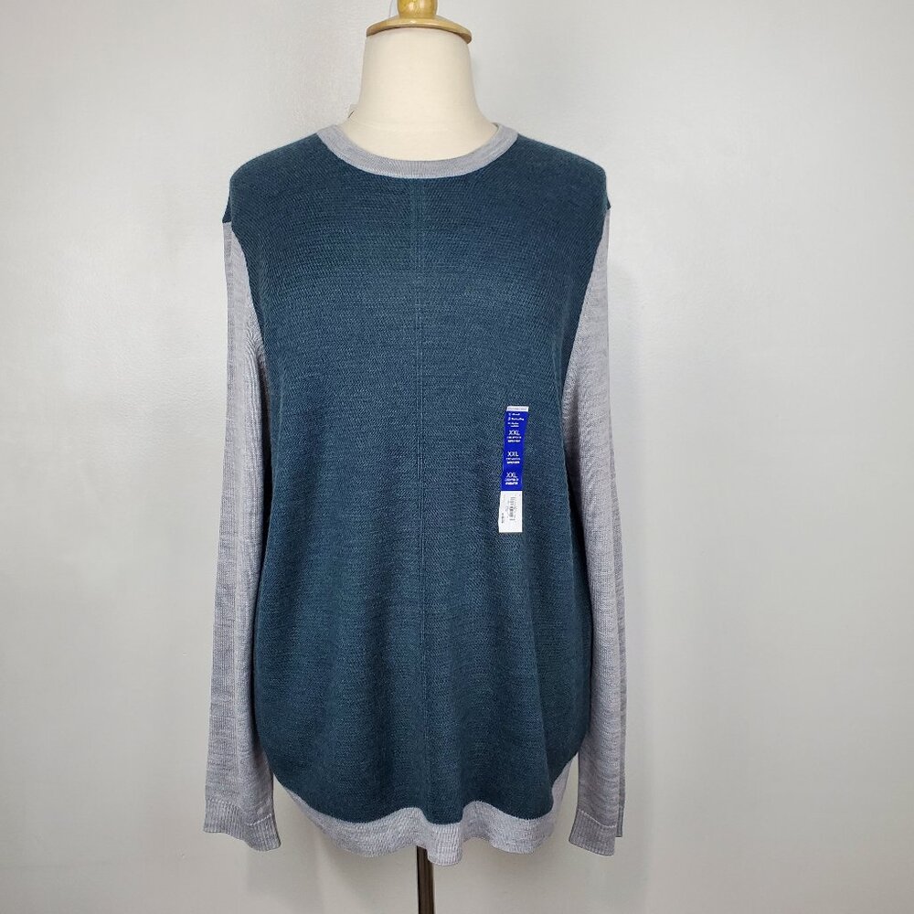Apt. 9 Modern Luxe Standard Fit Color Block Merino Wool Blend  Sweater NEW XXL